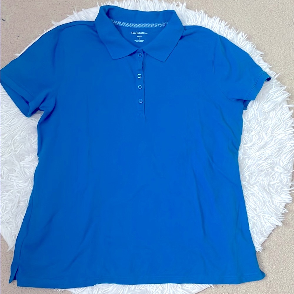 Croft & Barrow Blue Fitted Polo Button Down Shirt